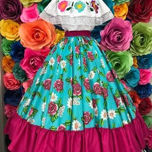 Mexican skirt handmade beautiful -Frida Khalo style- woman’s boho coco theme